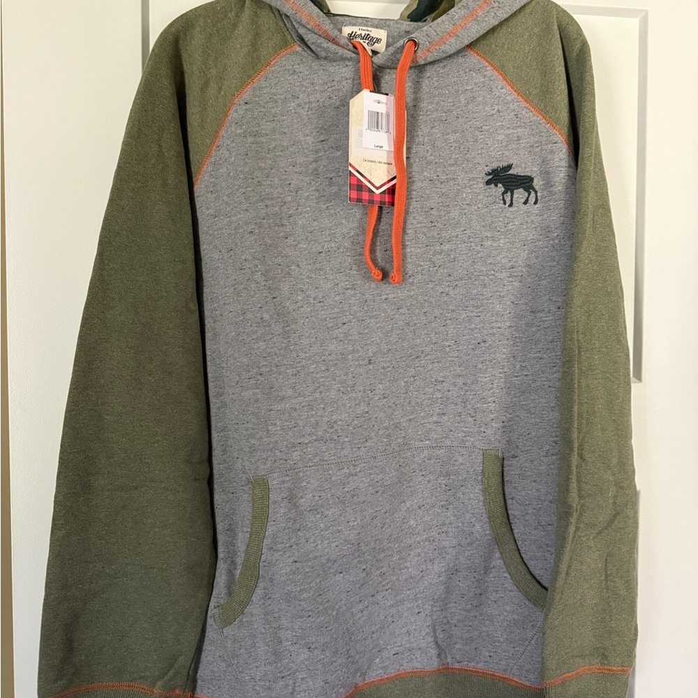 NWT Little Blue House by Hatley Gray and Green Men's Pullover Hoodie L Large